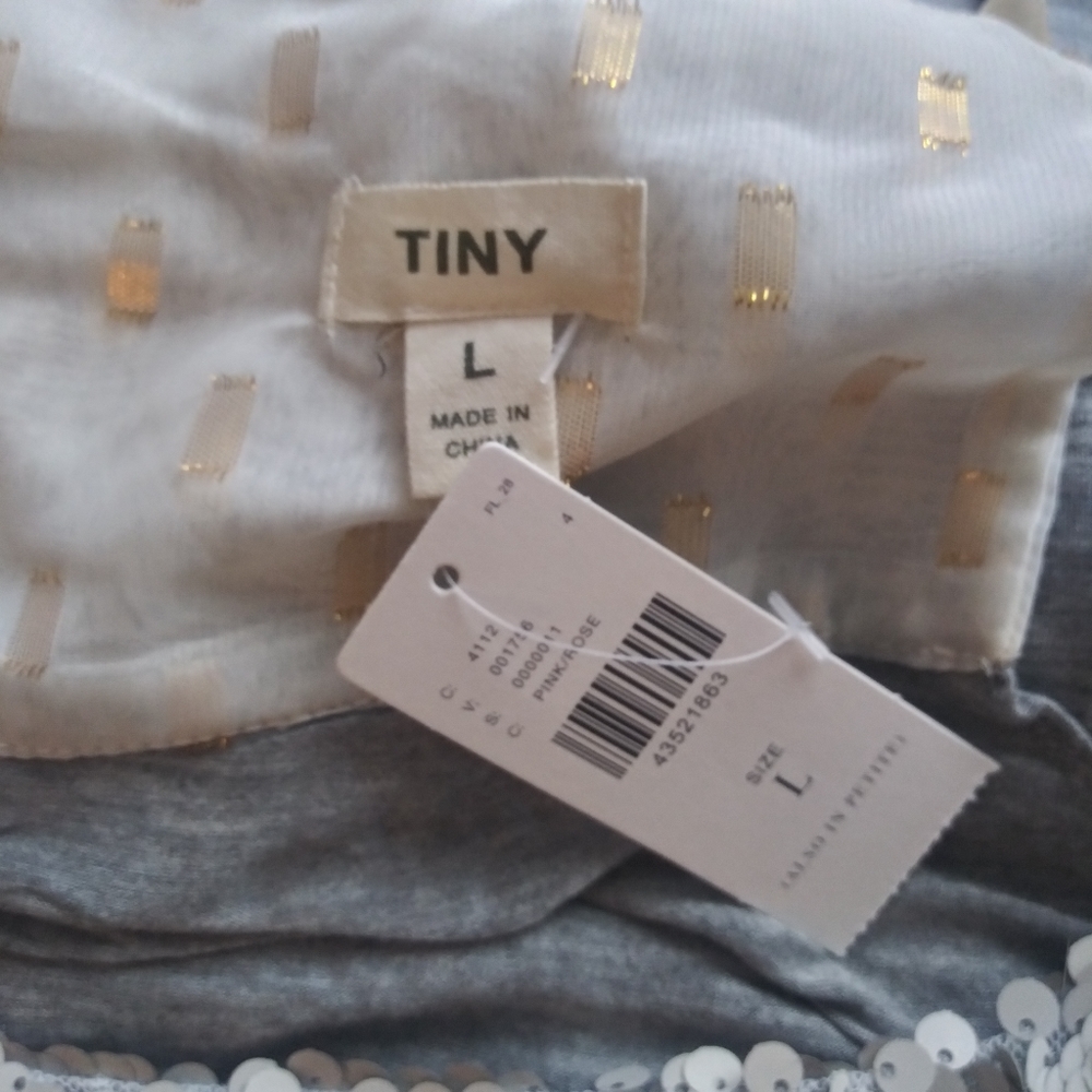 NWT TINY Anthropology Sequin Tank Sz L Pink Rose - Picture 7 of 8